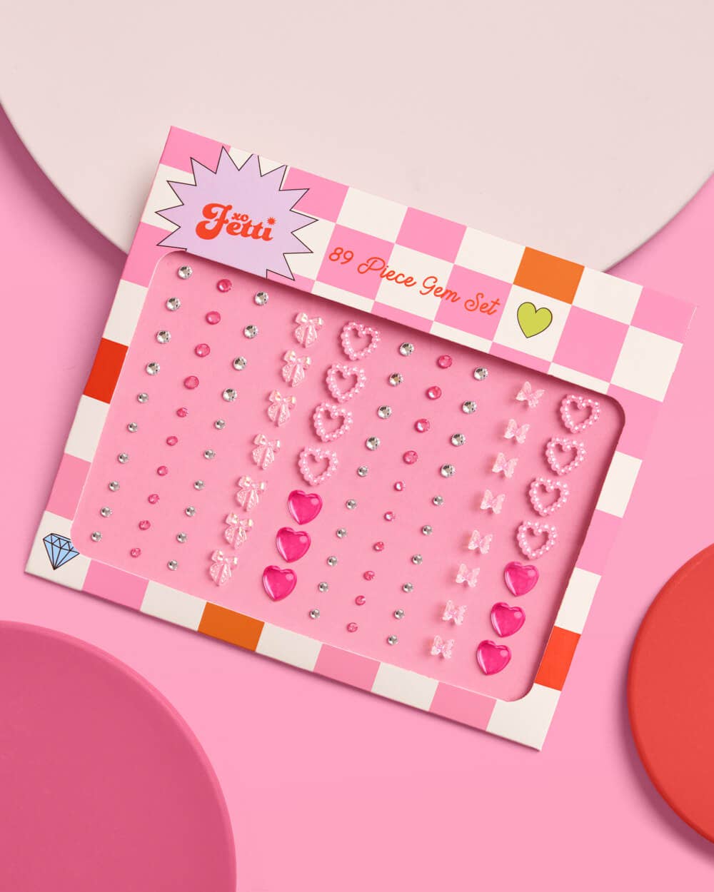Bow + Heart Gem Set - 89 adhesive face gems, Festival, Bachelorette, Coquette