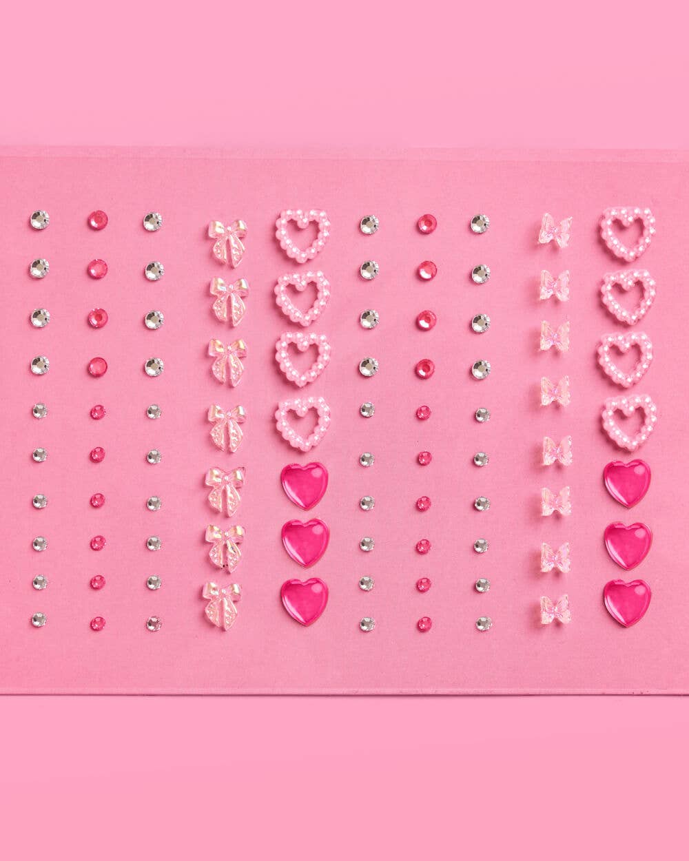 Bow + Heart Gem Set - 89 adhesive face gems, Festival, Bachelorette, Coquette