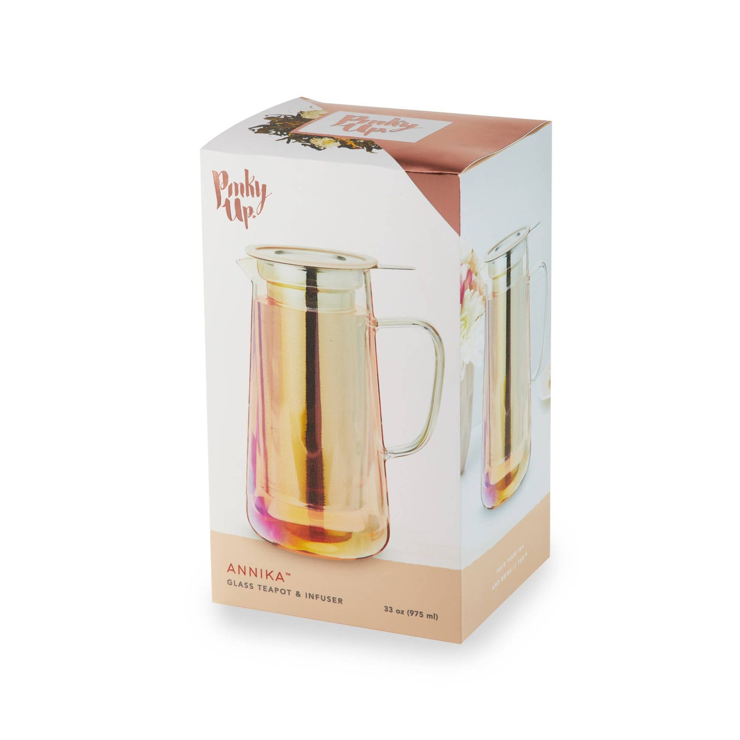 Annika™ Iridescent Glass Teapot w/ Infuser & Lid - 33oz