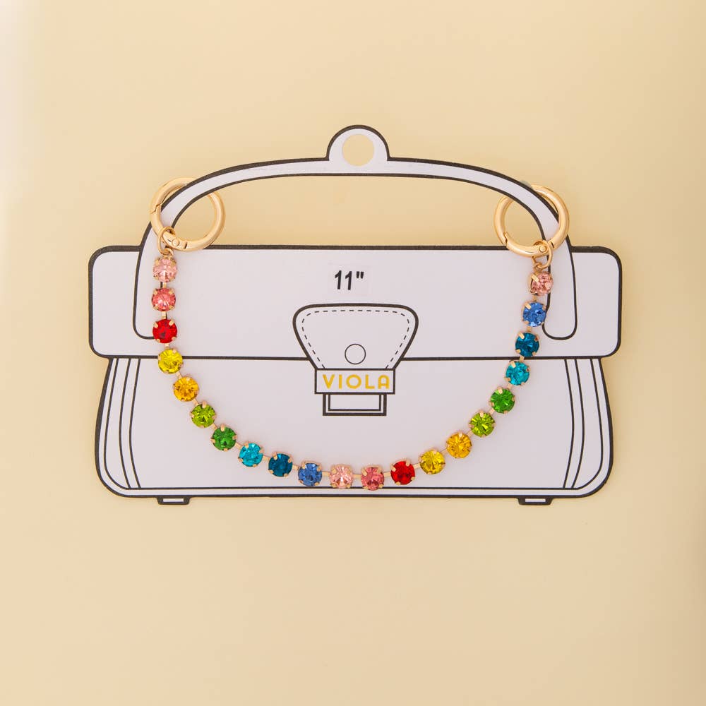 Crystal Bag Charm Chain with Snap Clasp Hooks