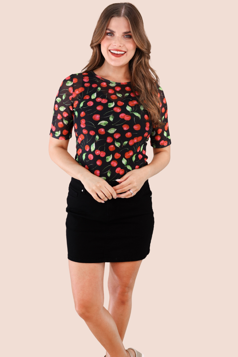 Wild Cherry Mesh Top