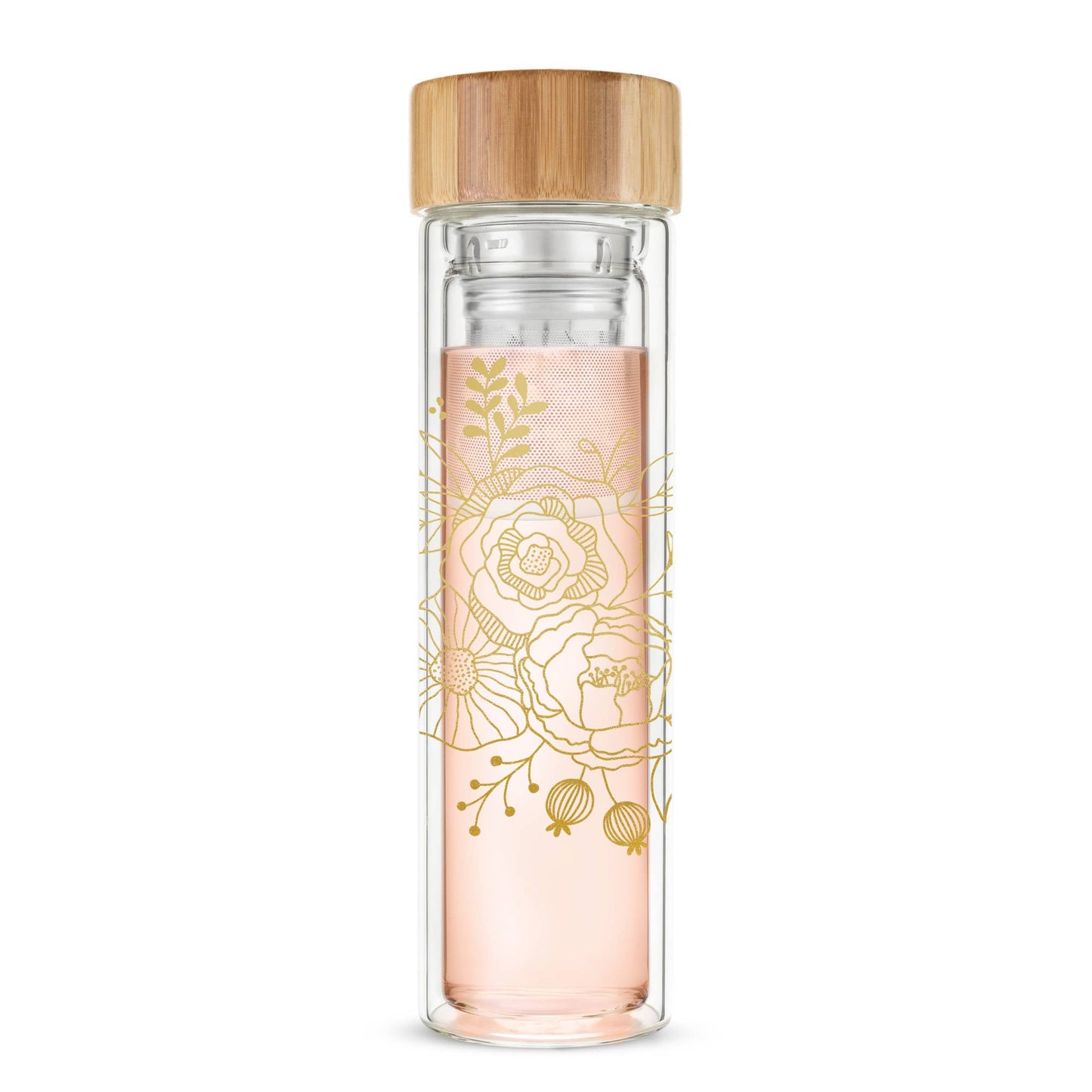 Blair™ Insulated Glass Travel Mug w/ Tea Infuser - Bouqet