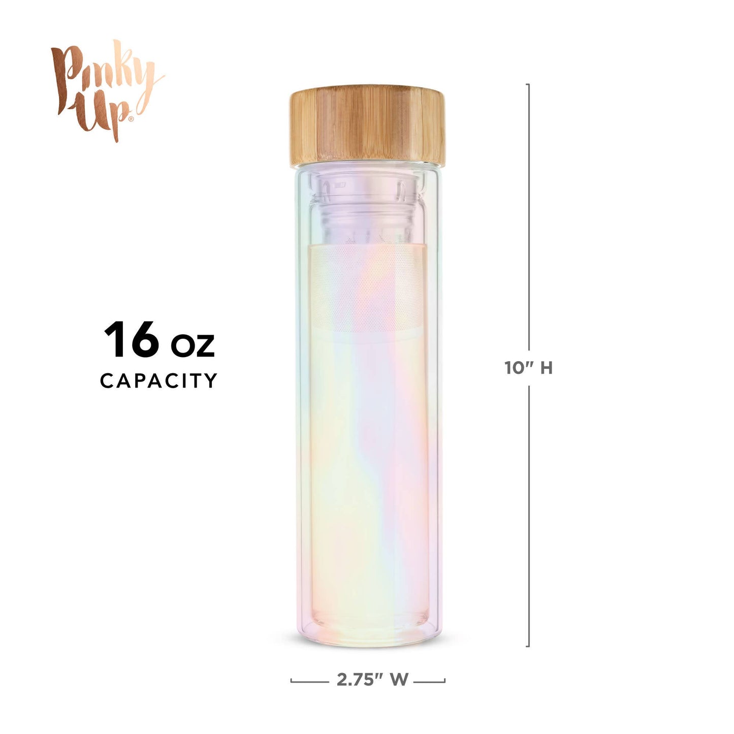 Blair™ Insulated Glass Travel Mug w/ Infuser - Iridescent