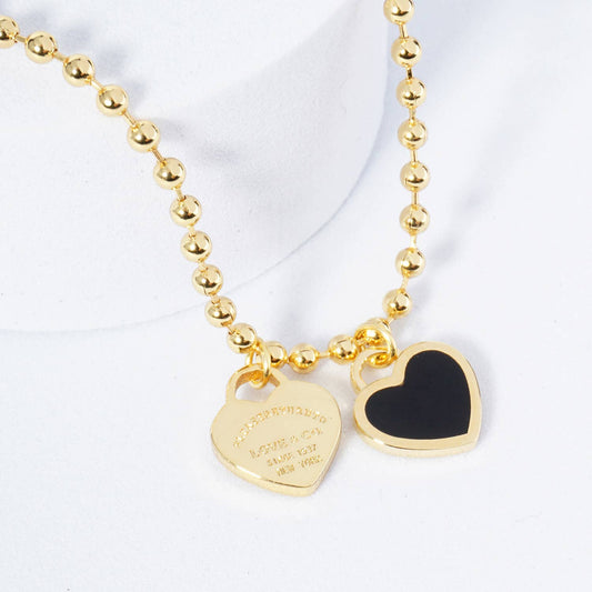 Gold plated Enamel Heart Pendant Necklace