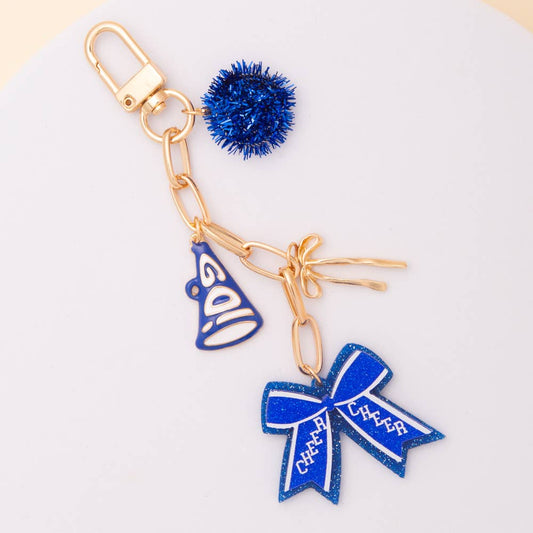 Bag Charm Keychain with Pom Pom and Bow