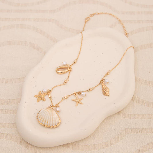 Seashell Theme Charm Necklace
