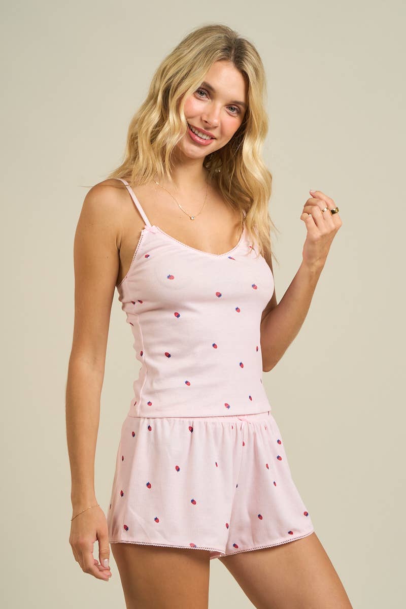 Strawberry Cami & Shorts Pajama Set