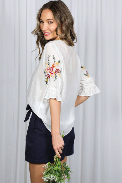 Boho Floral Embroidered Top