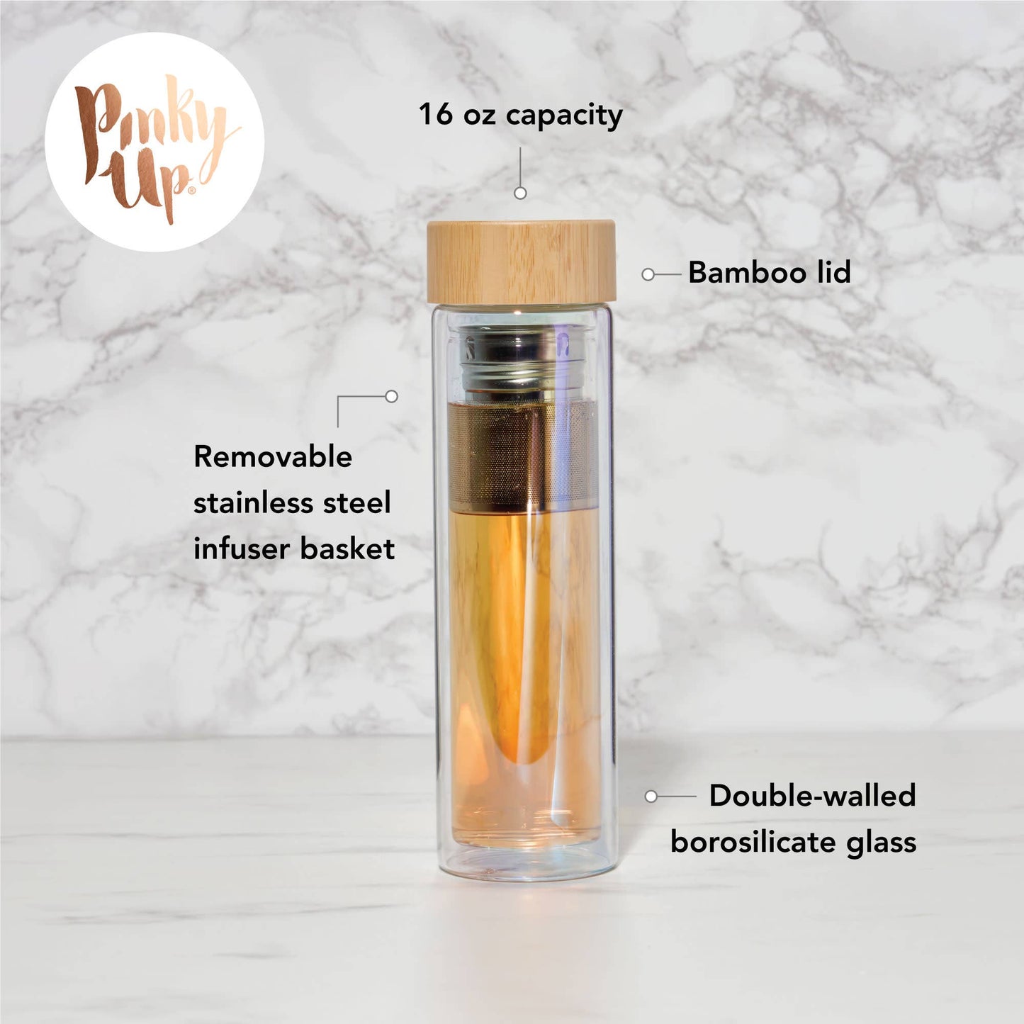 Blair™ Insulated Glass Travel Mug w/ Infuser - Iridescent