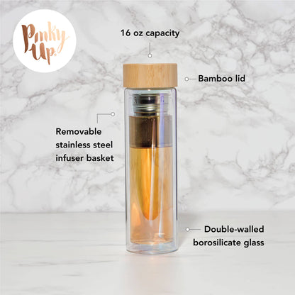 Blair™ Insulated Glass Travel Mug w/ Infuser - Iridescent