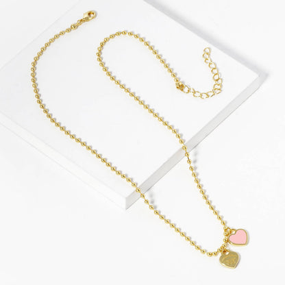 Gold plated Enamel Heart Pendant Necklace