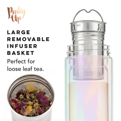 Blair™ Insulated Glass Travel Mug w/ Infuser - Iridescent