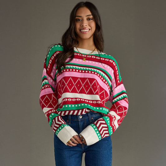 Multicolored Winter Pattern Sweater