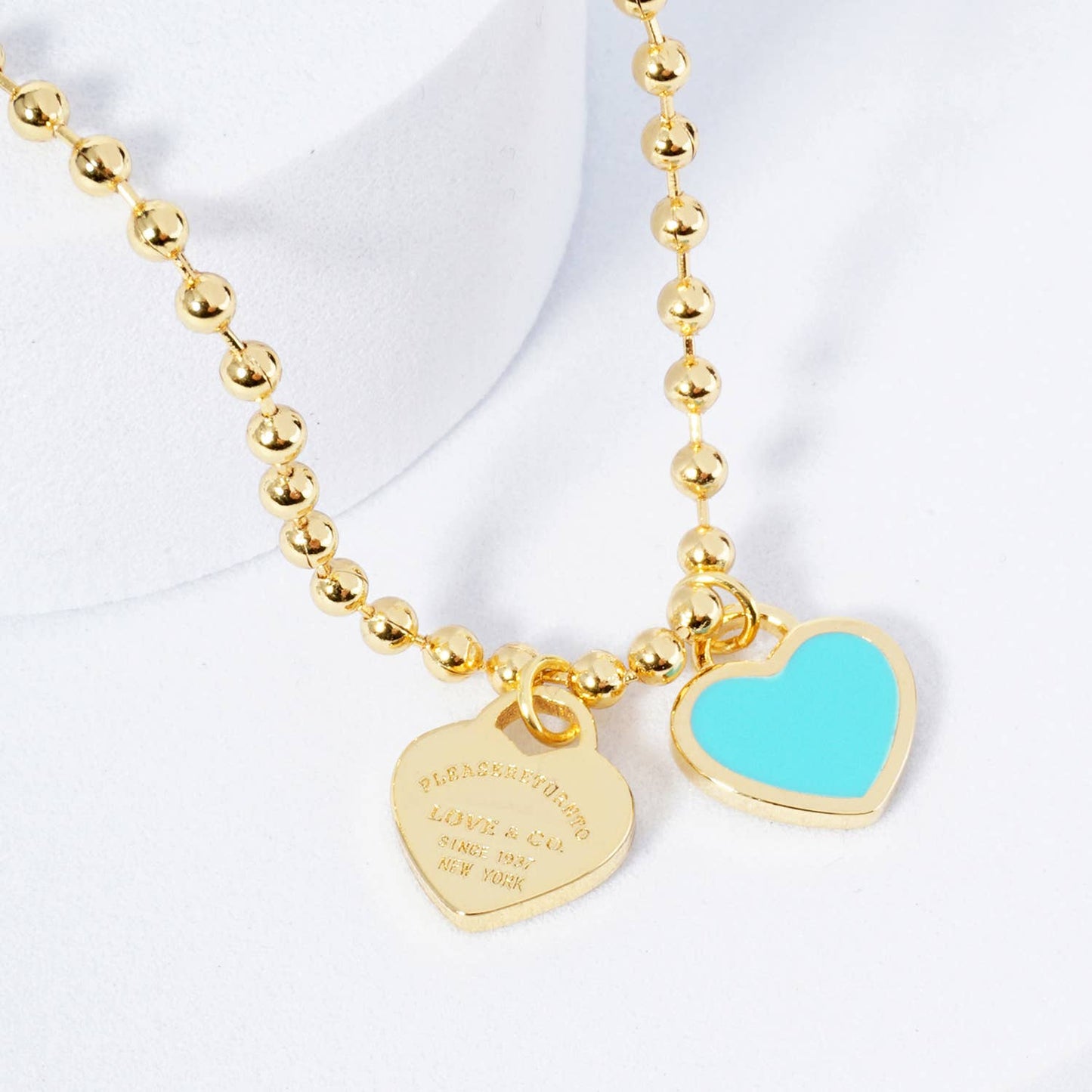 Gold plated Enamel Heart Pendant Necklace