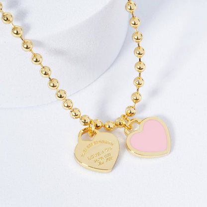 Gold plated Enamel Heart Pendant Necklace