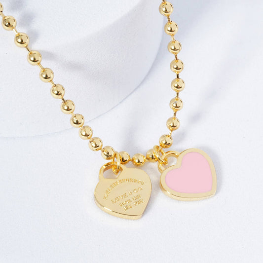 Gold plated Enamel Heart Pendant Necklace