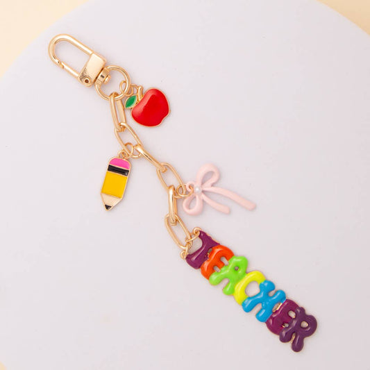 Bag Charm Keychain with Enamel Trinkets
