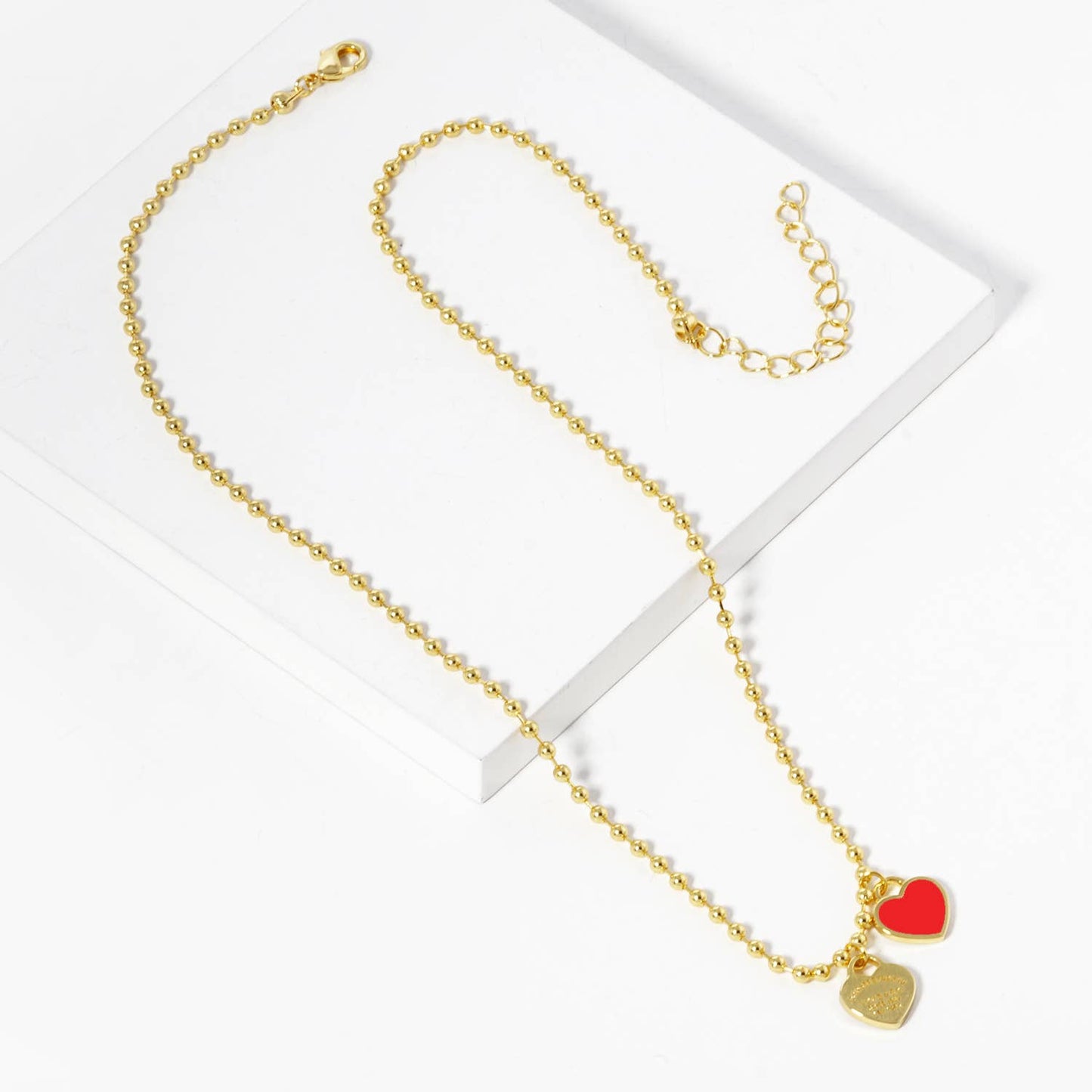 Gold plated Enamel Heart Pendant Necklace
