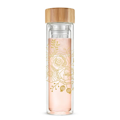Blair™ Insulated Glass Travel Mug w/ Tea Infuser - Bouqet