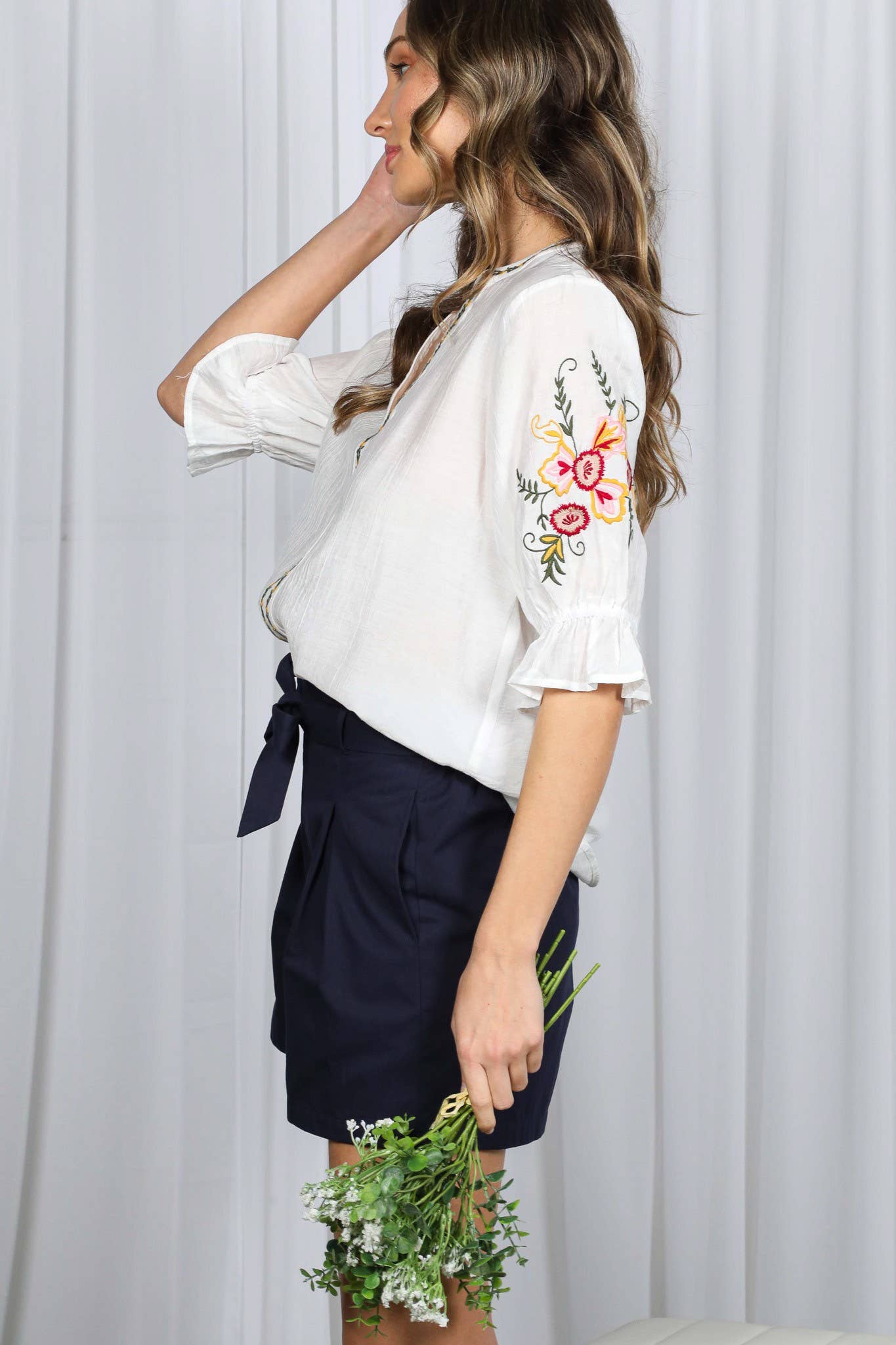Boho Floral Embroidered Top