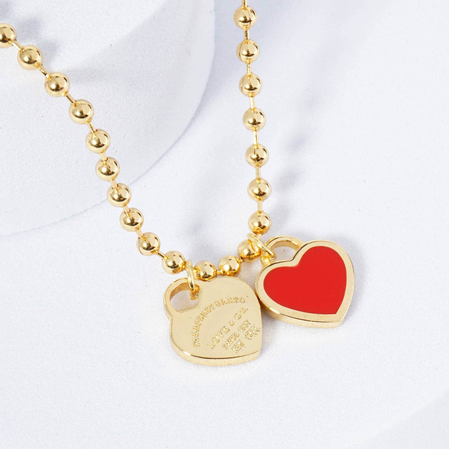 Gold plated Enamel Heart Pendant Necklace