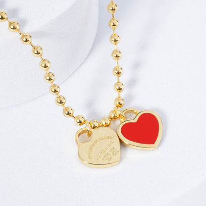 Gold plated Enamel Heart Pendant Necklace