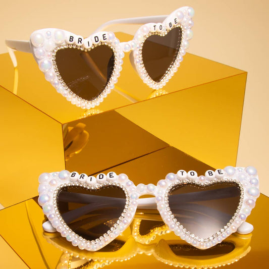 "Bride to Be" Beaded Fashion Glasses with Decorative Pearls